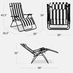 Best Choice Products Set of 2 Extra Wide Adjustable Steel Mesh Zero Gravity Lounge Chair Recliners w/Pillows and Cup Holder Trays - Black Stripes