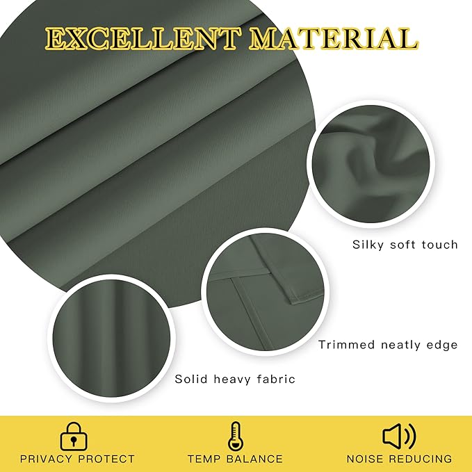 NICETOWN Blackout Curtain for Bedroom 78 inches Long - Grommet Thermal Curtain Room Darkening Window Treatment Sound & Light Blocking for Living Room (1 Panel, Dark Mallard, W52 x L78)