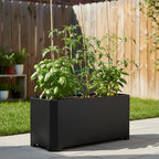 Steel Planter Box-36"x15"x15"-Large Rectangular Planters for Outdoor Plants, Black Matel Planter Box Raised Support Feet for Patio, Deck, Garden, Yard, Drain Holes, Easy Assembly