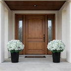 2 Pack Artificial Geranium Flowers Topitary Trees for Outdoors, UV Resistant Geraniums Potted Bushes Look Real Silk Faux Plants for Front Door Garden Porch Planter Farmhouse Home Decor (White)