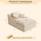 63" Chaise Lounge Chair Indoor, Set of Convertible Sleeper Sofa Couch with Throw Pillows & Side Pockets, Corduroy Upholstered Oversized Sofa Bed with Armrests for Living Room Bedroom, Beige