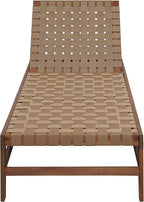 Christopher Knight Home Susua Rope Chaise Lounge with Acacia Wood Frame, Adjustable Backrest Single Lounge Sofa, Patio Sun Lounger Recliner Chair for Poolside Backyard, Light Brown + Mocha