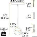 NACETURE Ceiling Hooks Heavy Duty 2 Pack - Plant Hooks for Ceiling Hanging Hook for Hanging Basket Hook, Light, Bird Feeders, Wind Chimes Décor Indoor & Outdoor (White, 5 Inch 4 Pack)