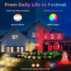 Halloween Christmas Spotlight Outdoor Color Changing Landscape Spotlights,12W RGBW LED Outdoor Spot Lights for Yard Garden Decor,Waterproof 110V Plug in Landscape Lighting with Remote,6 Packs