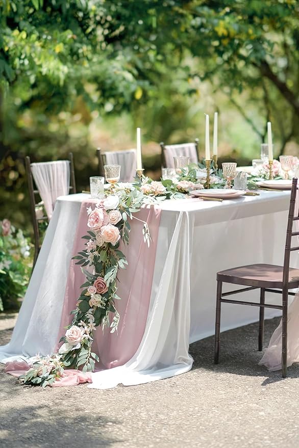 Artificial Flower Garland 6 FT Dusty Rose Eucalyptus Silk Greenery