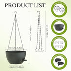 10 Inch Hanging Baskets 2 PC with Chains, Self-Watering Hanging Planters for Indoor Outdoor Plants, Plastic Hanging Flower Pots,Black with Green Speckles