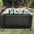 REDCAMP 55 Inch Outdoor Bar Table, Folding Paito Bar Height Hot Tub Table with Waterproof Mesh Top for Balcony, Garden, Poolside, Indoor, Rectangle Black