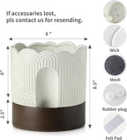 Nihow Self Watering Plant Pot: 8 Inch Ceramic Planter with Drainage Hole & Water Storage Plus - Relief Design Self Watering Pot for Indoor Plants - Beige & Brown Flower Pot