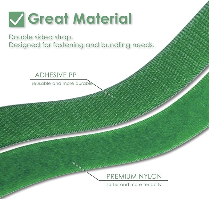 Garden Tie Green Tape, Plant Supports, Gentle On Plants (98.4ft × 0.6 inch, 1 roll, Green)