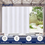 PureFit Outdoor Curtains for Patio Waterproof Weatherproof, UV Resistant Outside Curtains for Gazebo, Front Porch, Pergola, Sun Blocking Privacy Curtain, 100W x 108L inch, 1 Panel, White