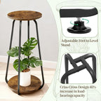 Plant Stand Indoor, 2 Tier Plant Shelf Pedestal Stand Flower Stand, Metal Wood Plant Stands for Indoor Plants Living Room Balcony Deck Garden