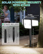 Solar Motion Light Outdoor with Stake, 180° PIR Motion Sensor 360° Illumination, In-Ground or Wall Mount, 236 LED 2500 Lumens Solar Powered Security Flood Light, 3 Modes, IP65 Waterproof, 1 Pack