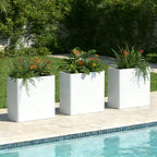 Tall Planters -24X12X24 inch Galvanized Steel Planter Box with Removable Insert Shelf for Garden, Patio(White)