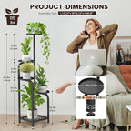 TOSKING 5 Tier Tall Plant Stand Indoor Outdoor, Heavy Duty Corner Shelf for Plants & Decor, Space Saving 3.9FT Metal Flower Pot Stand for Balcony, Garden, Living Room, Patio (Black, 47in)