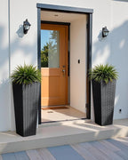 Greesum 32 Inch Tall Plastic Planters(Set of 2), Detachable Inner Pot & Drainage Holes, Outdoor Decorative Flower Pots for Large Plants, Trees, Patio, and Garden, Black