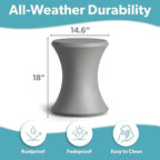 Coast Modern Outdoor Side Table - Lounger Table for Inside Pool or on Patio - All-Weather Furniture for Sun Shelf Up to 15" - Gray