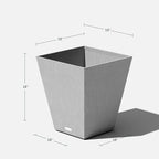 Veradek Nobleton Indoor/Outdoor Wide Square Planter (Light Grey, 18 inch - 2 Pack with 2 Saucer Trays)