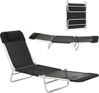 Outsunny Folding Chaise Lounge Chair, Pool Sun Tanning Chair, Outdoor Lounge Chair with Reclining Back, Breathable Mesh Seat, Headrest for Beach, Yard, Patio, Black