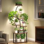 Plant Stand Indoor with Grow Light, 8 Tiered 66" Tall Plant Shelf, Corner Large Plant Stand for Indoor Plants Multiple, Metal S-Shaped Plant Flower Holder, for Living Room, Patio, Balcony