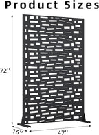 Casaphoria Metal Privacy Screen Outdoor, 72" H x 47" W Freestanding Decorative Privacy Screen for Patio Deck Balcony Garden with Stable Base, Black-Gerald