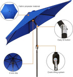 Blissun 7.5 ft Patio Umbrella, Yard Umbrella, Outdoor Market Umbrella with Push Button Tilt Crank, Royal Blue