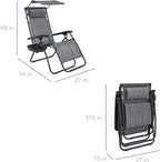 Best Choice Products Folding Zero Gravity Outdoor Recliner Patio Lounge Chair w/Adjustable Canopy Shade, Headrest, Side Accessory Tray, Textilene Mesh - Gray