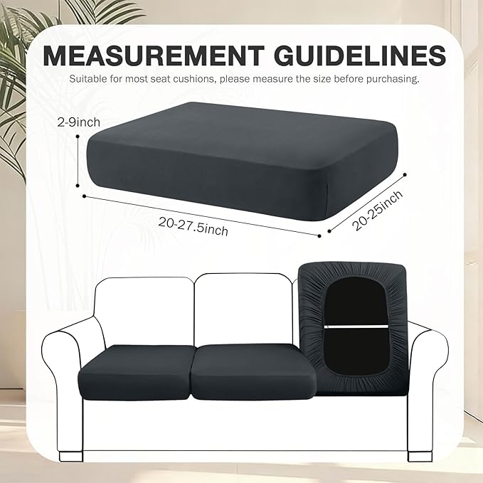 Cushion Covers, 14-Piece Dark Gray Stretch Patio Set