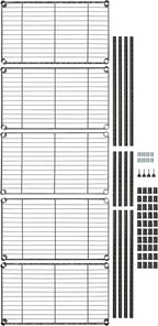 Amazon Basics 5-Shelf Multipurpose Adjustable Steel Garage Shelving Unit, Storage Rack for Kitchen, 200 lbs Per Shelf, Easy Assembly, 13.4"D x 23.2"W x 60"H, Black