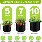 6-Pack 7 Gallon Grow Bags - 300G Heavy Duty Aeration Fabric Pots with Handles,Thickened Nonwoven Planter Bags for Vegetables Flowers Fruits