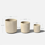 Veradek Demi Series Set of 3 Round Planters for Porch, Patio, Backyard | Durable Plastic-Concrete Material | Modern Décor for Tall Plants, Flower