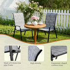 MAMIZO Patio Dining Chairs, Stackable All Weather Teslin Chair, Heavy Duty Outdoor Breathable Chairs Set, w/Armrests, Upgraded Chair FeetW/Strenthened Iron Spacers, 330 LBS (4, Grey)