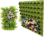Hanging Planting Grow Bags, 64 Pockets Hanging Vertical Wall Planter Wall Mounted Grow Bag Outdoor Indoor Gardening Vertical Greening Flower Container, Planting Bags Storage Bags(1.0 m × 1.0 m, Green)