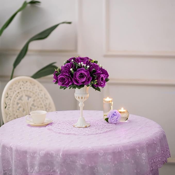 Artificial Rose Flower Balls, Purple Silk, 6 Pack for Centerpieces