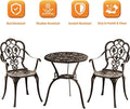 Bistro Set for 2, 3-Piece Cast Aluminum Patio Table and Chairs in Bronze