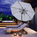ABCCANOPY Durable Solar Led Patio Umbrellas with 32LED Lights 11FT (Light Gray)