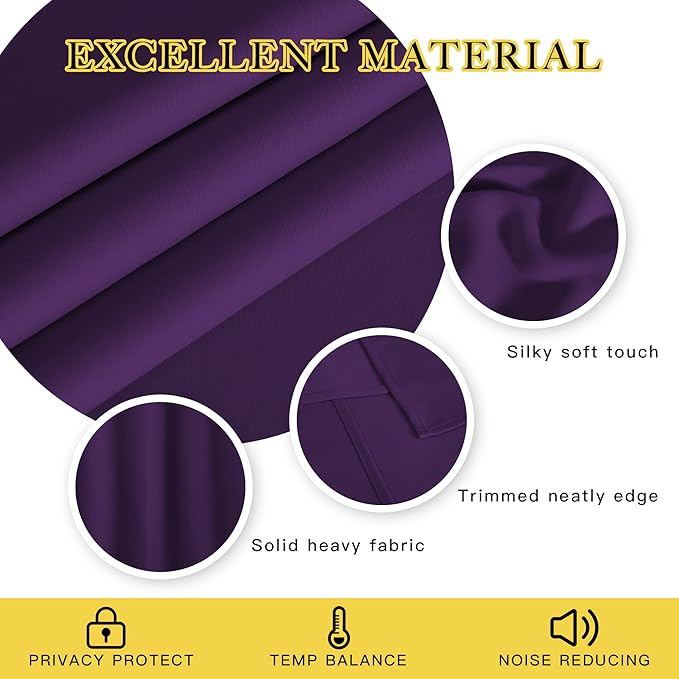 NICETOWN Blackout Curtains 84 Inch Length, Thermal Insulated Curtains for Bedroom Grommet Energy Saving Room Darkening Drapes for Living Room Window, 1 Panel, Royal Purple, 66" W x 102" L