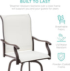 Best Choice Products Set of 2 Swivel Barstools, Bar Height Outdoor Chairs, 360 Rotating Patio Bar Stools w/All-Weather Mesh, 300lb Capacity - Ivory