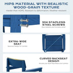 7 Piece Outdoor Dining Table Set HIPS Patio Dining Sets with Umbrella Hole Outdoor Furniture for 6 All Weather Patio Furniture Set for Outside Deck Backyard Poolside Garden, Deep Blue
