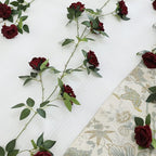Artificial Plants Greenery: 2 Burgundy Silk Rose Vines, 73 Inches