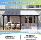 Aoxun 16'x 10' Premium Gazebo with Aluminum Top Frame & Polycarbonate Panel, Wall Mounted Gazebos Pergola, Outdoor Patio Lean to Gazebo, Awnings with Sloped Roof, for Backyard, Porch, Deck