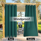 NICETOWN Outdoor Patio Curtain Extra Long Drape 108" L Waterproof/Windproof, Top and Bottom Stainless Steel Grommets Keep Warm in Winter, Privacy Protect for Yard/Porch, 52" W, 1 Panel, Hunter Green