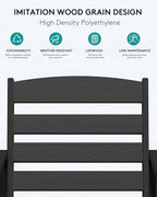 SERWALL Balcony Adirondack Chairs and Table 3 Pieces Set, Adirondack Bar Height Chairs Set of 2 and Bar Table, Outdoor Bar Stools Set for Bistro, Poolside, Backyard, Black