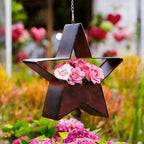 Metal Plant Hangers Indoor and Outdoor for Mom Women Her Wife Garden Lovers Birthday - Star Shape Hanging Planters for Window Wall Living Room Office Decor(Rustic)