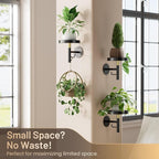 YUOROS 3 Pack Wall Plant Holder Wall Planters for Indoor Plants Hanging Window Plant Shelves Hanger Decor (Black)