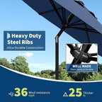 Garvee 10FT Patio Umbrella - Outdoor Table Umbrella with Smooth Crank Lift, Push Button Tilt and 8 Sturdy Ribs - Market Umbrella UV Protection Waterproof for Pool, Deck, Yard, Garden (Navy Blue)