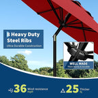 Garvee 10FT Patio Umbrella - Outdoor Table Umbrella with Smooth Crank Lift, Push Button Tilt and 8 Sturdy Ribs - Market Umbrella UV Protection Waterproof for Pool, Deck, Yard, Garden (Red)