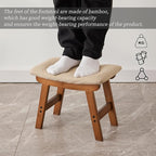 Foot Stool,Ottoman,Bamboo Small Sofa Foot Rest Under Desk,Extra Seating for Living Room, Bedroom and Kitchen(Brown Stool Legs - Beige Surface)