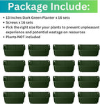 Maxona Vertical Garden Planter - 16 Pack, 13 inch Wall Mounted Planters for Patio Outdoor Decor, Home Green Plastic Balcony Pot, Plant Vegetable Fruit Herb Hanging Pocket Holder Flowerpot
