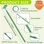 Extendable Plant Stakes,Adjustable Length from 17.9IN to 42.3IN Monstera Support Stakes with Clips,Sturdy Plant Stakes for Indoor Outdoor,Garden Sticks for Tomato,Orchid,Climbing Plants- 3Pack