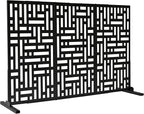 Oakland Living 6 ft. X 4 ft. Black Freestanding Metal Privacy Screen Room Divider